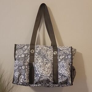 THIRTY-ONE BROWN DAMASK MEDIUM ORGANIZING UTILITY TOTE BAG